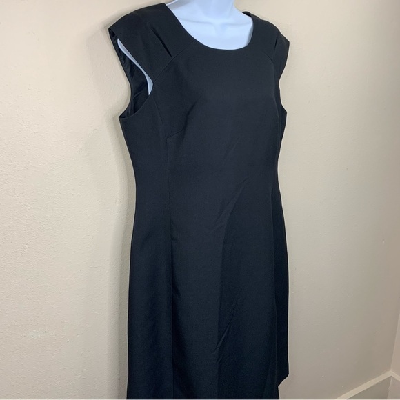 Size 10 Evan Picone Black Label Black Cocktail Dress Cap Sleeve Midi Event - Picture 4 of 10